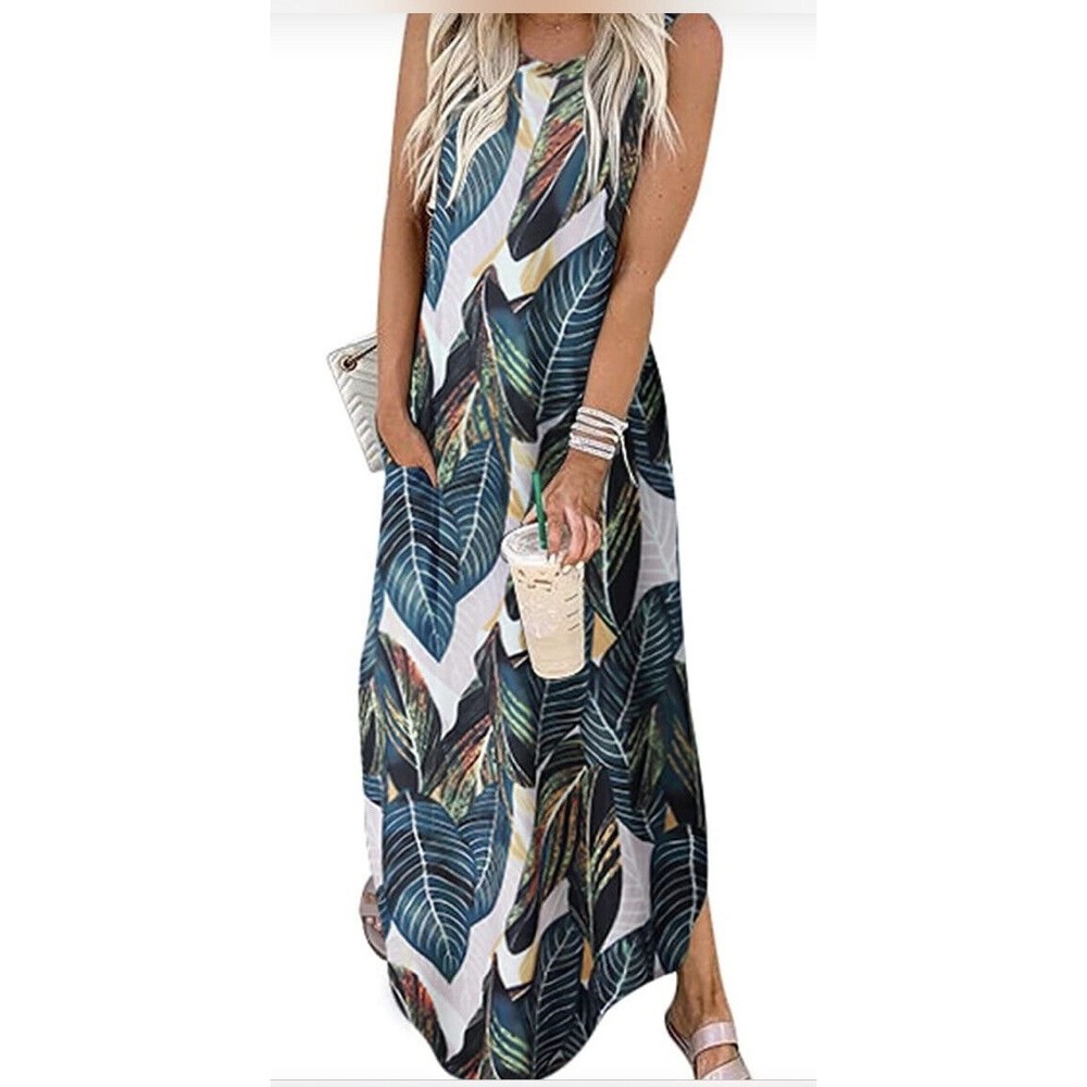 ANRABESS Women's Casual Loose Long Sleeveless Sundress with Pockets 2XL NEW nWT